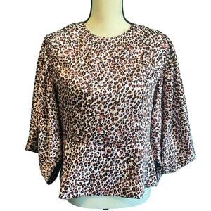 Topshop Leopard Print Butterfly Sleeve Women's Blouse NWT